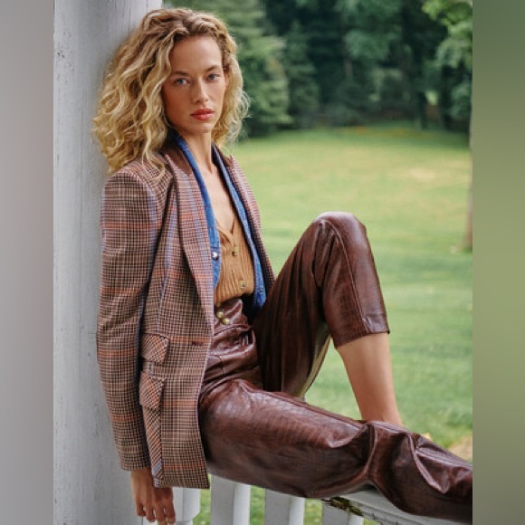 Veronica Beard Plaid Blazer - Brown and Blue